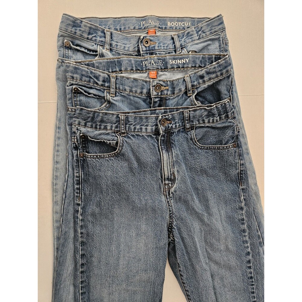 The Children's Place Lot Of 3 Sz 18 Slim Jeans Adjustable Waists Skny, Str, & BC